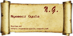 Nyemecz Gyula névjegykártya